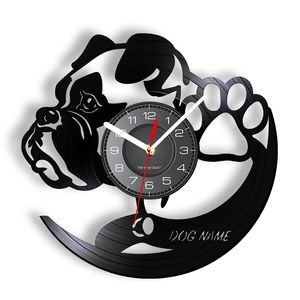 Personnalisé différentes races enregistrement personnalisé maison mur décor chien nom vinyle horloge cadeau 220615