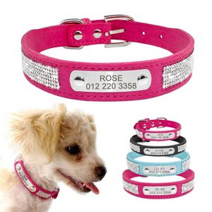 Gepersonaliseerde halsband lederen halsbanden voor hondenpuppy's met op maat gemaakt naamplaatje Verstelbare kattenhalsband voor kleine middelgrote honden Cats211w