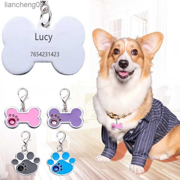 Placa de perro personalizada con nombre grabado Etiqueta de identificación de teléfono Collar de gato personalizable Etiquetas de dirección Arnés de cachorro Suministros de seguridad L230620