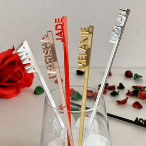 Magasins de boisson personnalisés Nom personnalisé Swizzle Stir Stick Stick Cocktail Accessoire de mariage Décorations de fête d'anniversaire