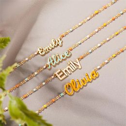 Gepersonaliseerde Emaille Naamarmband Voor Vrouwen Kleurrijk Naambord Aanpasbare Kleuren Sieraden Cadeau 231225