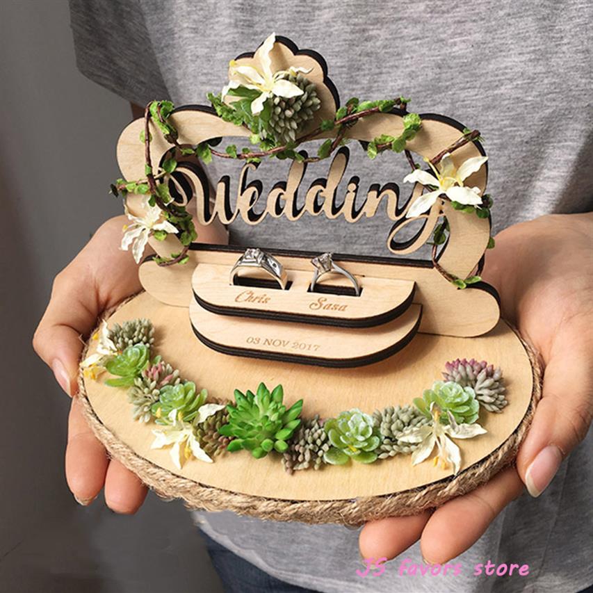 cuscino per anello di fidanzamento personalizzato per proposta di matrimonio giorno della cerimonia di matrimonio unico Manuale stile fattoria forestale 1 pezzo 264I