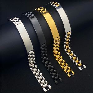 Nom gravé personnalisé Bracelet Men Custom Letter ID Bracelets Gold In colowless Steel Link Man bijoux 240417