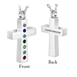 Gepersonaliseerde gravure Cross Rhinestone hanger kettingen crematie urn Memorial voor as sieraden aandenken voor menselijk huisdier