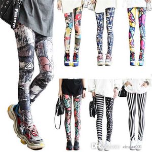 Gepersonaliseerde etnische stijl bedrukte leggings dames melk zijden strakke broek vertonen dunne yoga capris