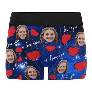 Gepersonaliseerde gezichtsboxershorts voor mannen, aangepast ondergoed met gezichten van vrouw/vriendin, Valentijnsdagcadeau