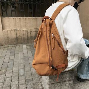 Gepersonaliseerd modemerk schoolbag middelbare school student rugzak vrouwelijke mode vrije tijd solide kleur gewassen canvas backpack man 231115