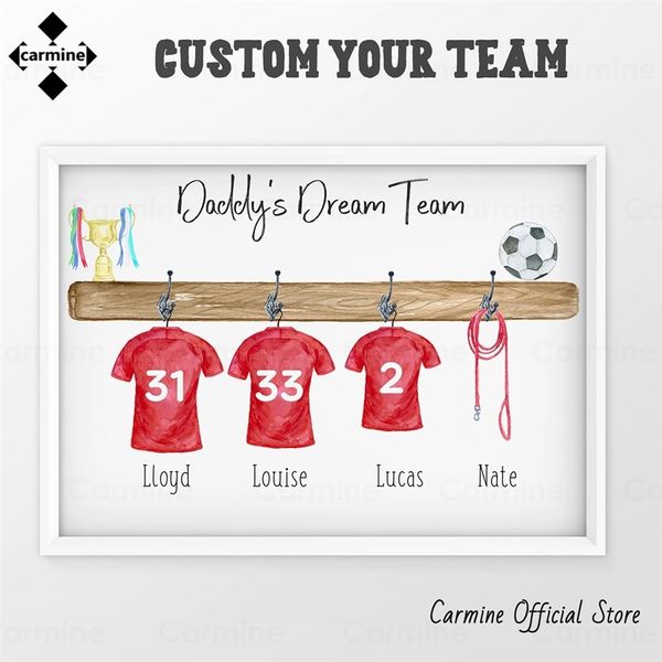 Personnalisé Football Shirt Imprimer Famille Mur Affiche Toile Peinture Mur Art Famille Football Impression Personnalisée pour La Maison Décoration 220623