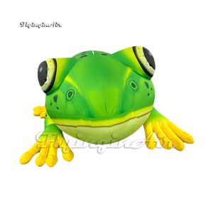 Modèle animal de mascotte de dessin animé de ballon de grenouille gonflable vert géant personnalisé pour la décoration extérieure de parc