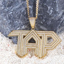 Gold personnalisé Nouveau glacé out CZ Cubic Zirconia Mens Tap Lettres pédantes Collier d'or blanc Full Diamond Hip Hop Jewelry Gifts for Men