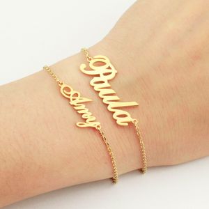 Regalos de graduación personalizados, pulsera con nombre personalizado, Pulseras de acero inoxidable, oro rosa, pulsera con placa de identificación para bebés y niños, joyería para mujer