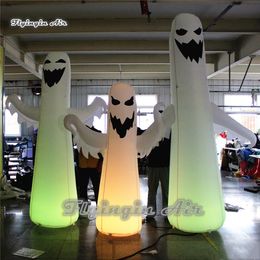 Gepersonaliseerde Halloween-feest decoratieve opblaasbare uitsmijters Verlichting Spookmodelballon 6mH (20ft) Grappige witte spookreplica met RGB-licht voor tuintuin1