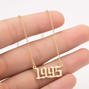 Colliers personnalisés faits à la main avec numéro d'année, collier d'année de naissance personnalisé, pendentifs initiaux pour femmes et filles, bijoux spéciaux année 1980-2019