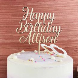 Personnalisé Joyeux anniversaire Cake Topper, fête d'anniversaire Cake Caker Dopper Fournitures de décoration, Nom personnalisé Cake Topper, cadeau pour anniversaire 211216