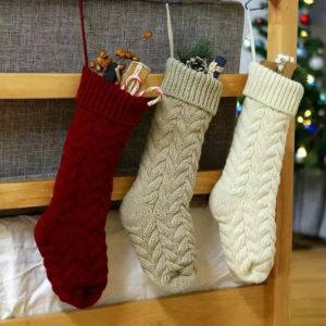 Sacs cadeaux de bas de Noël en tricot de haute qualité personnalisés Décorations de Noël en tricot Bas de Noël Grandes chaussettes décoratives FY2932 1109