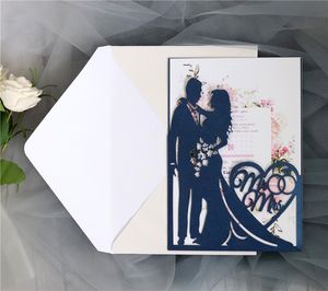 Cartes d'invitation de mariage évidées personnalisées cartes de voeux découpées au Laser pour fiançailles faveurs de fête de mariage fournitures de mariage