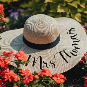 Chapeau de soleil souple pour lune de miel personnalisé, chapeaux de plage personnalisés pour mariée, tribu, demoiselle d'honneur, monogramme de mariée, 240320