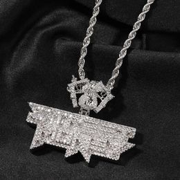 Double pistolet glacé personnalisé, boucle de sac en argent, diamant Cz Hip Hop, pendentif lettre personnalisé pour hommes et femmes