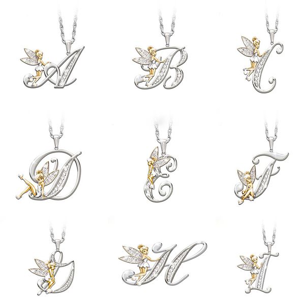 Personnalisé Initiale Lettre Colliers Femmes 26 Alphabets Or Angle Charme Pendentif Argent Ras Du Cou Chaîne pour Filles Mode Strass Bijoux