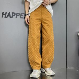 Jeans de motif jacquard personnalisés hommes en bas de bas en vrac en relief pantalon de citrouille en relief 240508