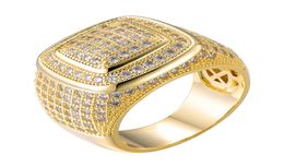 Joyas personalizadas Oro Gold White Pheled Diamond con hielo Hombre Rings de compromiso de boda Rings Square Pinky Ring for Men Gifts2892970