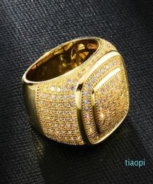 Bijoux personnalisés or blanc plaqué Gold Mens Diamond Iced Out Man Anneaux de fiançailles de mariage Square Pinky Ring For Men Cadeaux pour 4455677