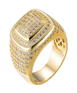 Bijoux personnalisés or blanc plaqué Gold Mens Diamond Iced Out Man Anneaux de fiançailles de mariage Square Pinky Ring For Men Gifts8312787