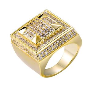 Gepersonaliseerde sieraden goud wit goud vergulde heren diamant ijs uit man hiphop rapper vinger ringen vierkante roze ring voor mannen geschenken f9682108