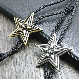 Bijoux personnalisés Cravates Cravate Bolo Nouvelle chaîne de chemise rétro Pentagramme colliers à col étoile colliers longs pendentif HKD230720