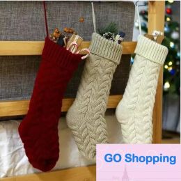 Sacs cadeaux de bas de Noël en tricot personnalisés Décorations en tricot Chaussettes de Noël Grandes chaussettes décoratives