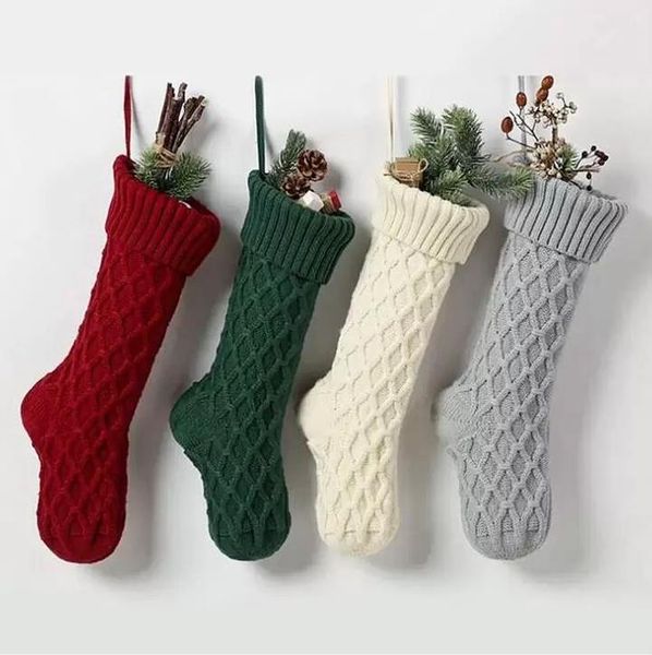 Calcetín de Navidad de punto personalizado, bolsas de regalo, decoraciones de punto, calcetines de Navidad, calcetines decorativos grandes, venta al por mayor