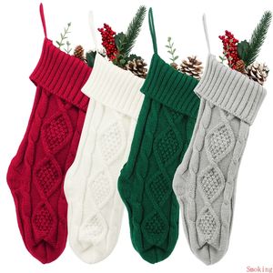 Gepersonaliseerde gebreide kerstkous Geschenkzakjes Gebreide sokken Decoraties Kerstmis Grote 46cm Decoratieve sokken Duurzaam Open haardkous Hangend snoepfeest