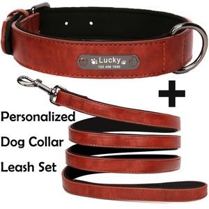 Grand collier de chien en cuir personnalisé pour animaux de compagnie pour chiens avec étiquette d'identification de nom Bulldog Produits durables MP0100 Y200515