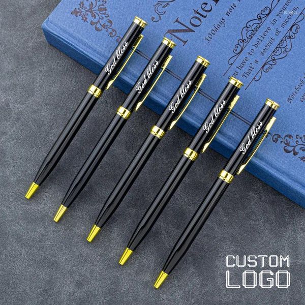 Bolígrafo de metal con logotipo grabado con láser personalizado, personalizado con su texto, publicidad para pequeñas empresas, regalo, papelería de oficina