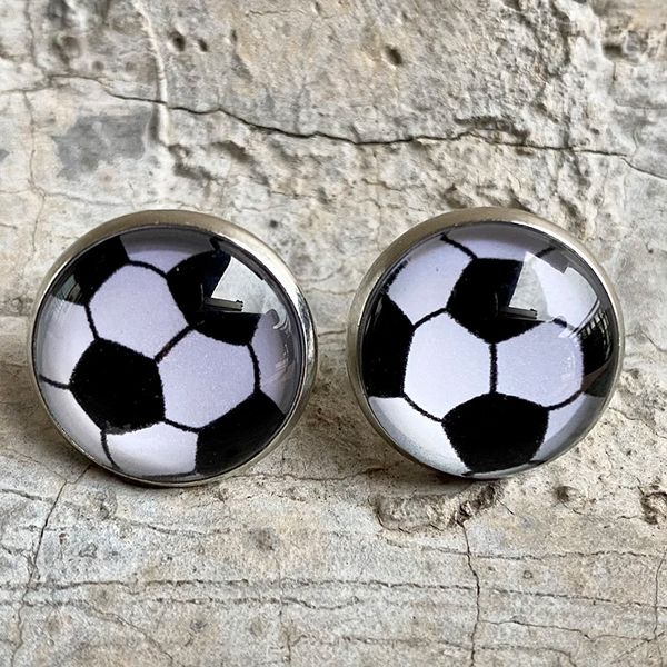 Personnalisé dernière conception Baseball volley-ball football verre boucle d'oreille temps gemme Cabochon boucles d'oreilles