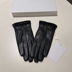 Gants en cuir personnalisés à cinq doigts pour femmes, avec lettres décoratives, tendance, pour activités d'hiver en plein air, gants chauffants