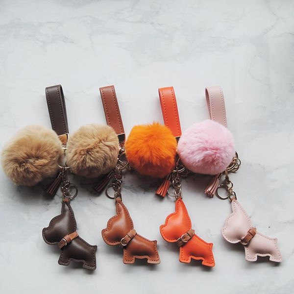 Porte-clés personnalisé en cuir avec chien de combat français, porte-clés de voiture, vent créatif, joli pendentif de sac, ornement