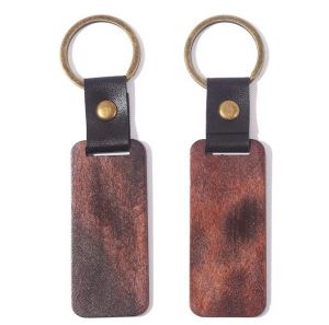 Porte-clés en cuir personnalisé, pendentif en bois de hêtre, sculpture, décoration de bagages, bricolage, cadeau de vacances