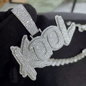 Collier personnalisé avec lettre et nom pour hommes, pendentif avec numéro glacé, grande Baguette, Hip Hop Rock rappeur, bijoux à la mode