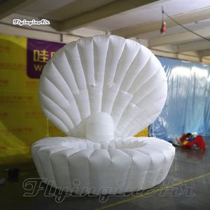 Coquille de palourde gonflable éclairée personnalisée, réplique de moule gonflée blanche de 3m que le danseur se cache à l'intérieur pour un mariage et un spectacle sur scène