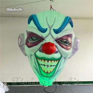Ballon tête de Clown gonflable à éclairage personnalisé, réplique de masque de démon soufflé à l'air de 2m/3m avec lumière RGB pour la décoration d'halloween