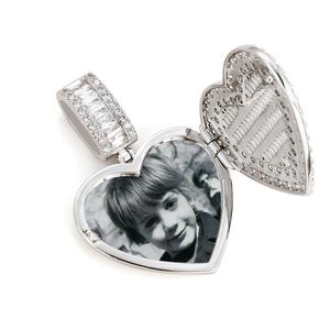 Gepersonaliseerde liefde hart medaillon hanger ketting met foto's in gepolijste geheugen Foto Medaillons koper Gegraveerde eventuele tekstsymbolen Birt