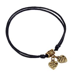 Bracelet de cheville personnalisé pour couple, hommes et femmes, corde de cire noire créative tissée, bracelet de cheville pour meilleur ami