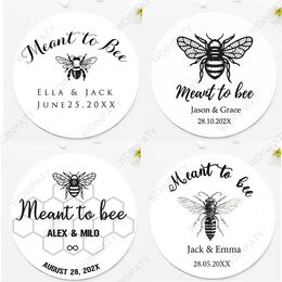 Personnalisé des étiquettes d'abeilles des abeilles au miel Favors Autocollants Custom Text Étiquettes de mariage Papier brillant / Kraft