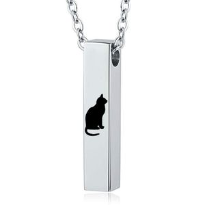 Gepersonaliseerde Minimalistische Bar Rechthoek Urn Ketting Pet Cat Pendant Memorial voor Ashes Keepsake Birthstone Cremation Jewelry