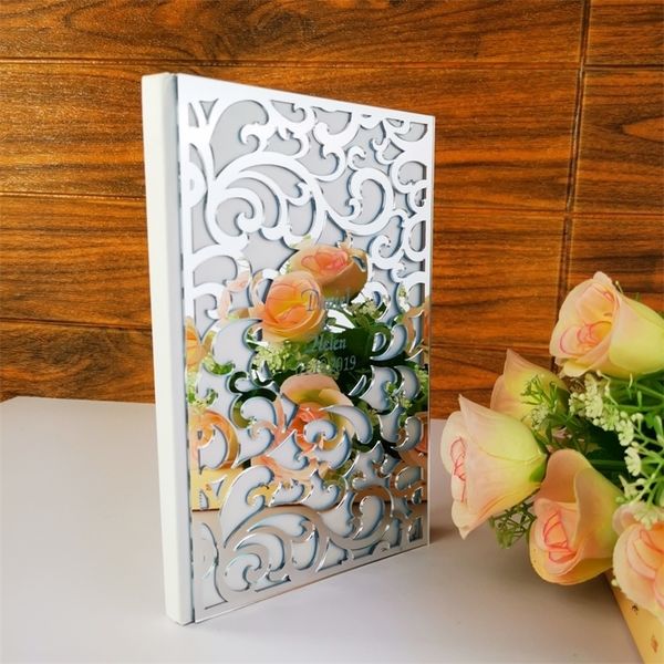 Personnalisé MrMrs Nom Date Album Miroir De Mariage Signature Livre D'or Personnalisé Acrylique Autocollant Invité Enregistrement Livre De Mariage Décor D220618