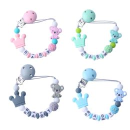 Nom personnalisé Baby Pacificier Clips Koala Pacificier Chain Solder pour bébé dentition Soother Chew Toy Clims ZZ