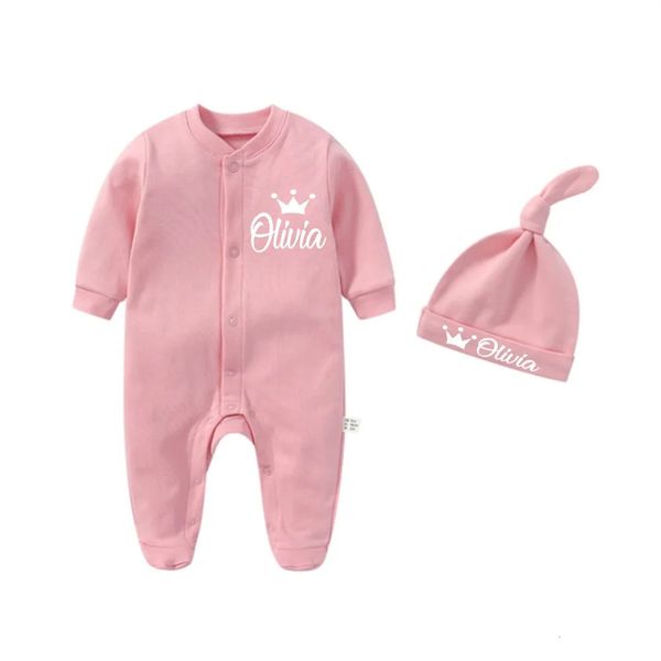 Nom personnalisé tenue née avec un ensemble de vêtements de chapeau ensemble de babys de body de bébé en un morceau à la maison