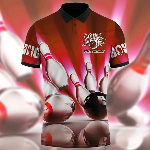 Nombre personalizado BOWLING 3D Camisa de verano impresa unisex Camiseta de manga corta Camiseta Regalo para el amante de los bolos Pol-35