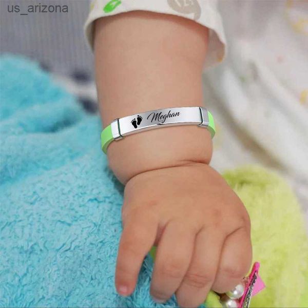 Personnalisé Nom Enfant ID Bébé Bracelet Personnalisé Gravé Sile Identité Enfants Bracelets Sécurité Réglable Fille Garçon Cadeau L230620